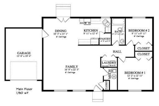 2 bed 1 bath 1190 sqft modular home model # 27407